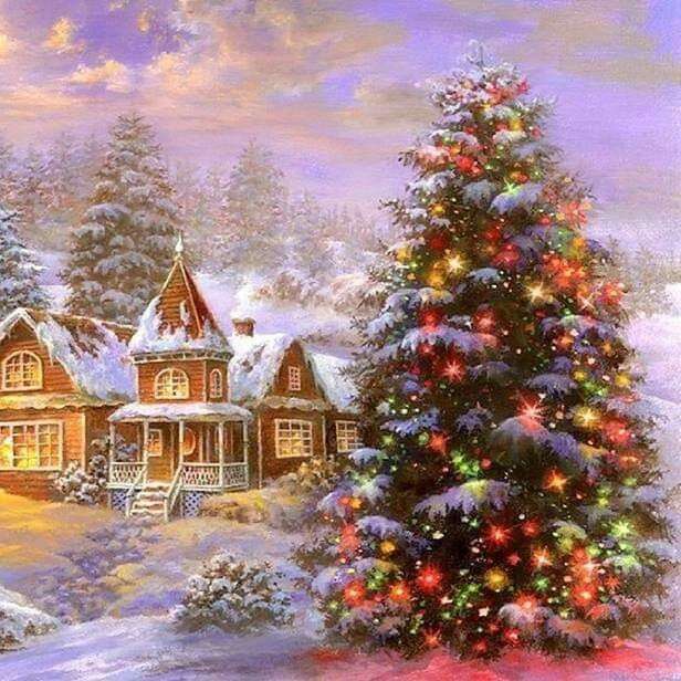 Pictarea Crăciunului în peisajul de iarnă puzzle