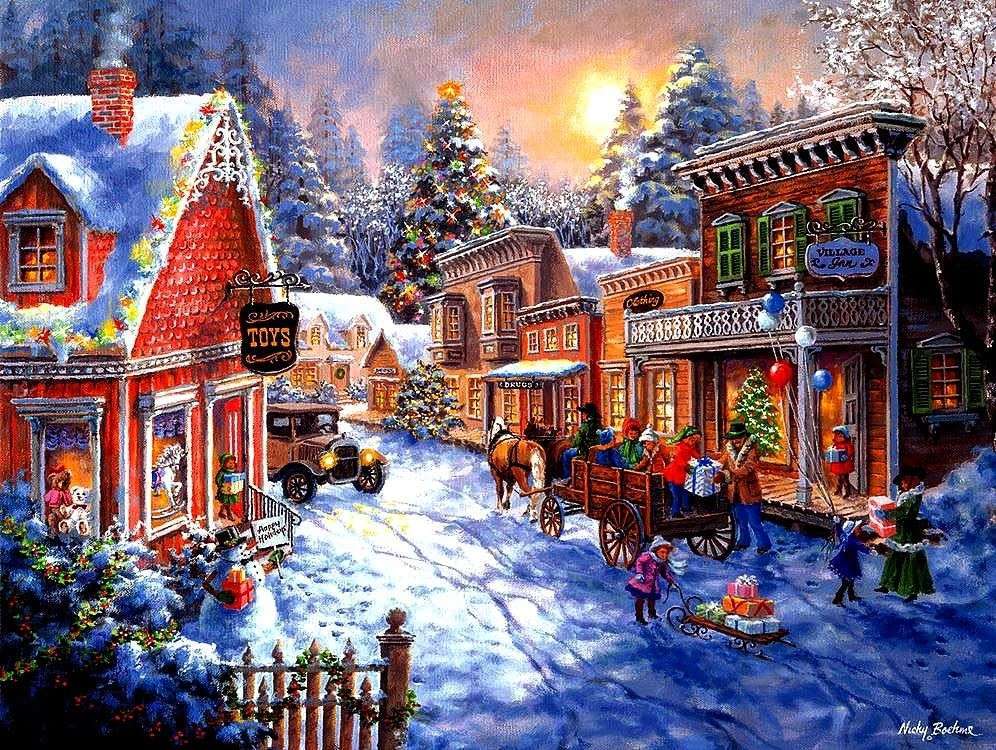 Malování Vánoc v malém městě online puzzle