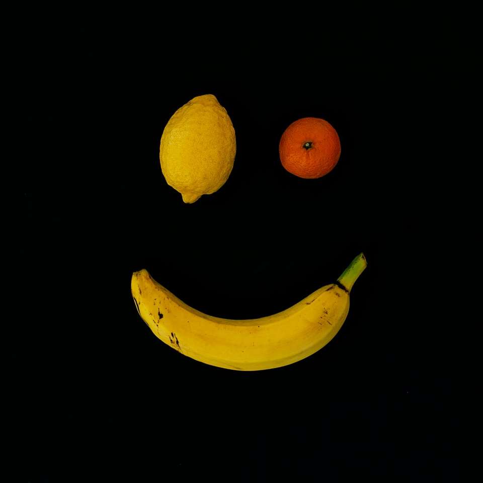 gul lime, orange frukt och gul banan pussel på nätet