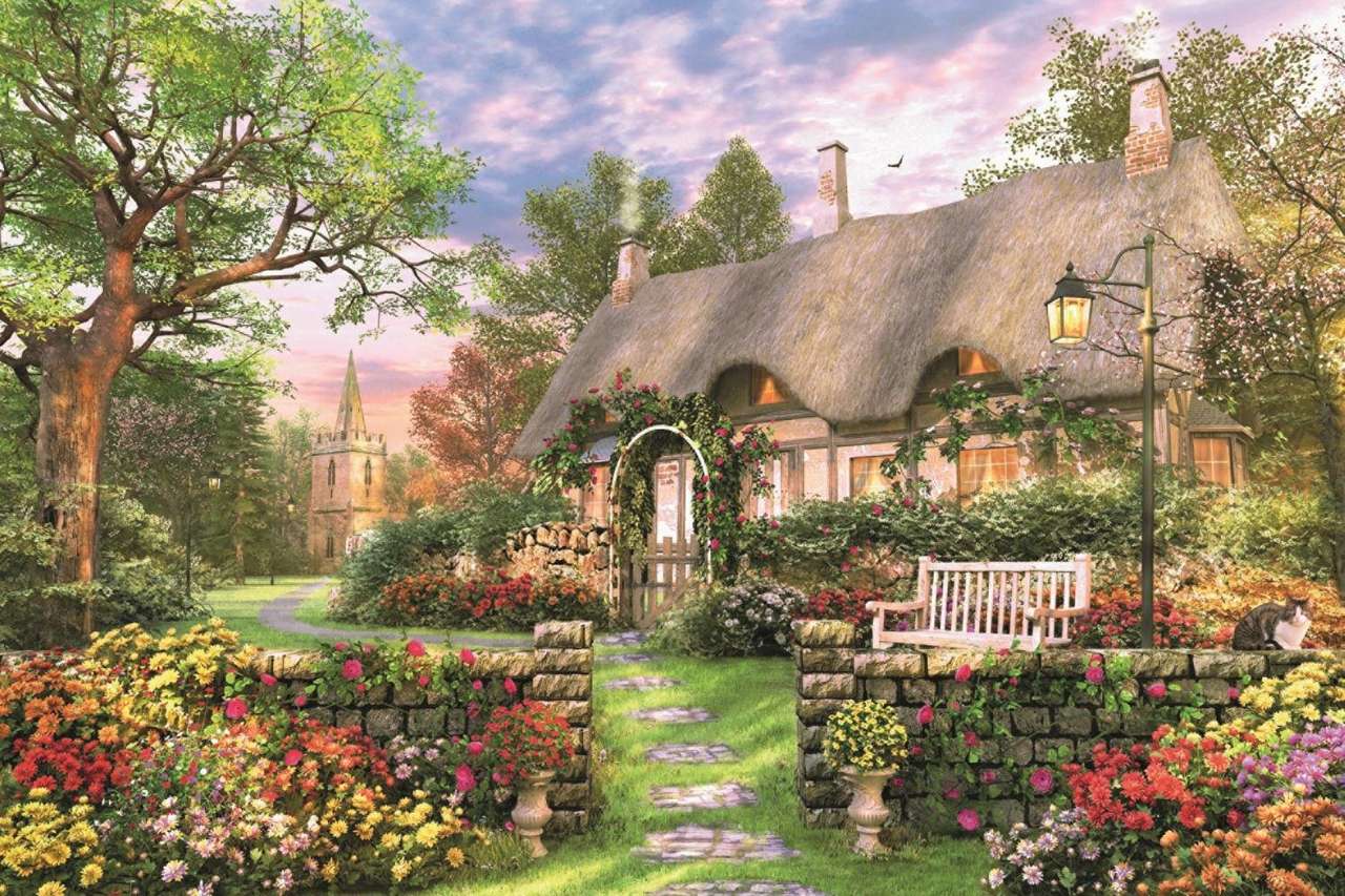 Painting Cottage and Church online puzzle