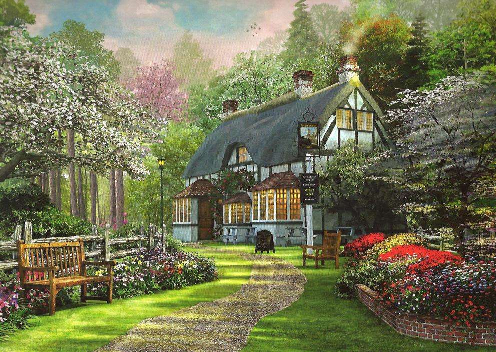 Huis aan de rand van het bos schilderen online puzzel