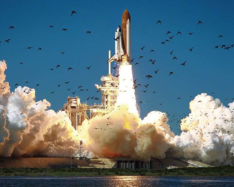 start raketoplánu - Challenger skládačky online