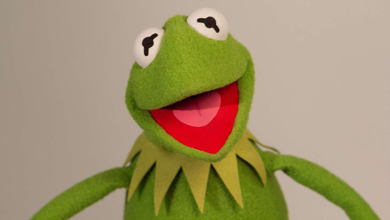 Frosch grün und mit einem glücklichen Gesicht Online-Puzzle