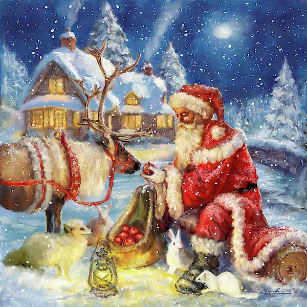 Papai Noel está alimentando a rena puzzle online