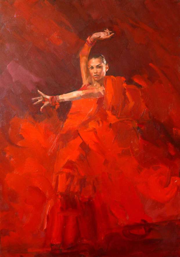 Картина танцівниці фламенко пазл онлайн