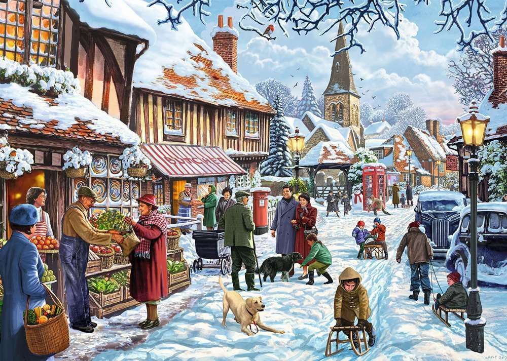 wintertijd in de stad in het verleden legpuzzel online