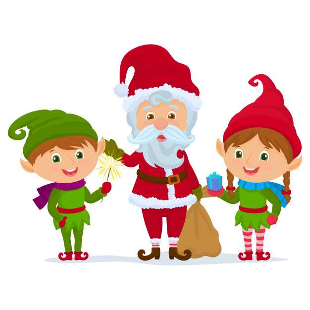 Elfes avec le Père Noël puzzle en ligne