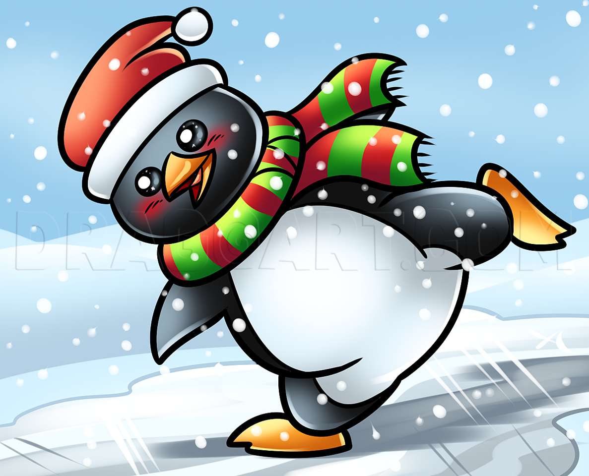 Pinguin pe patinaj pe gheață jigsaw puzzle online