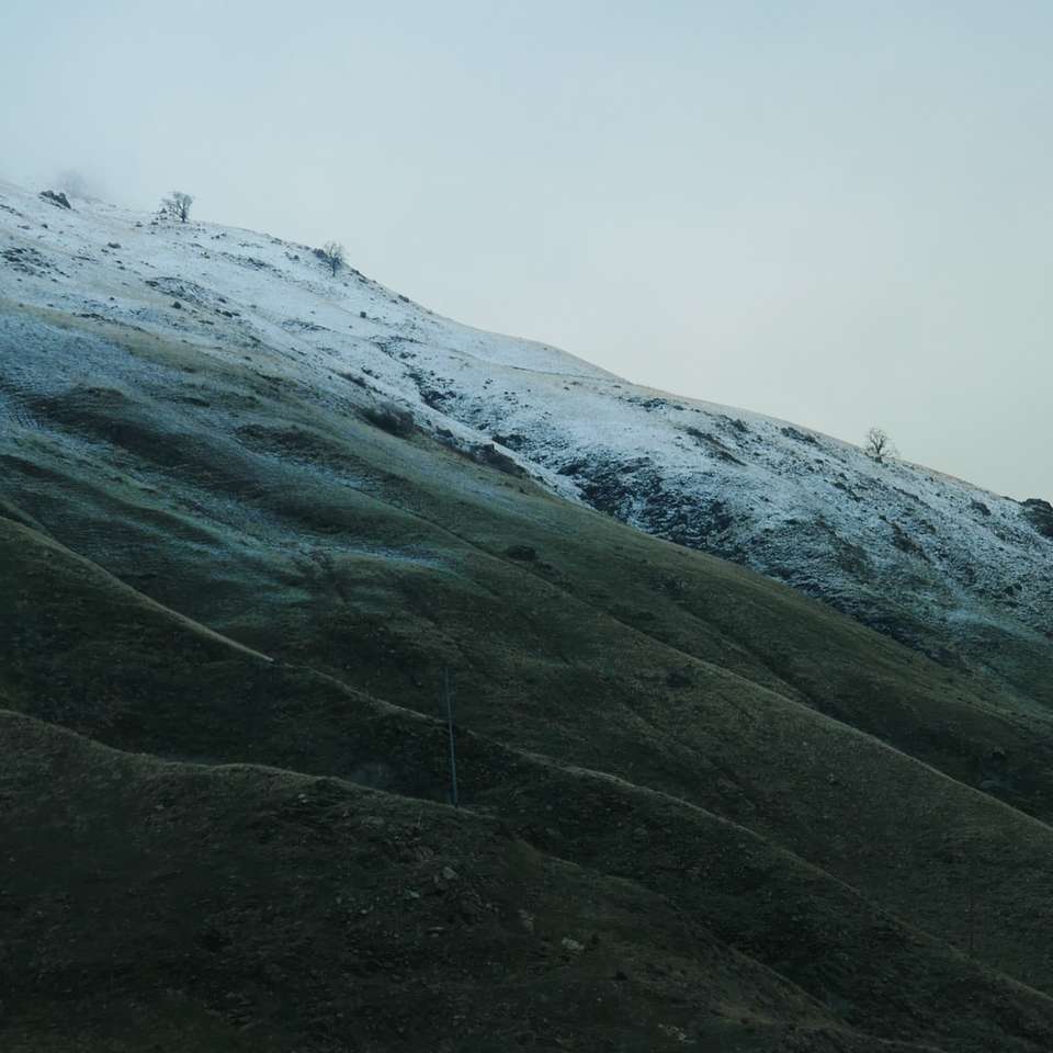 montanha cinza e branca com campo de neve puzzle online