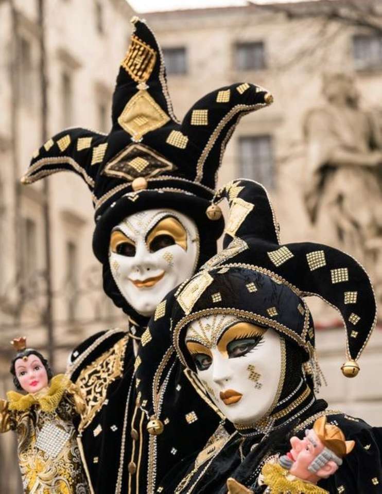 Venetianska masker och kostymer pussel på nätet