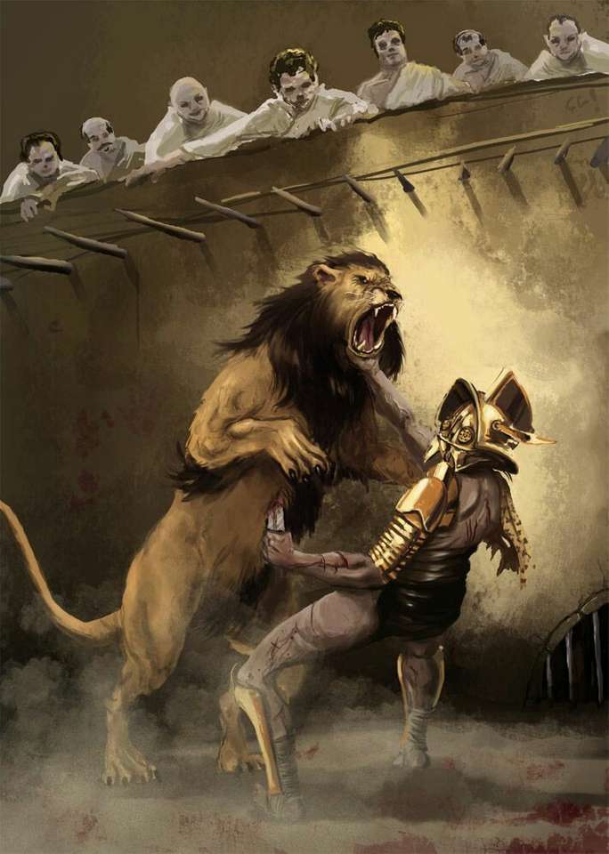 Gladiador contra León. rompecabezas en línea