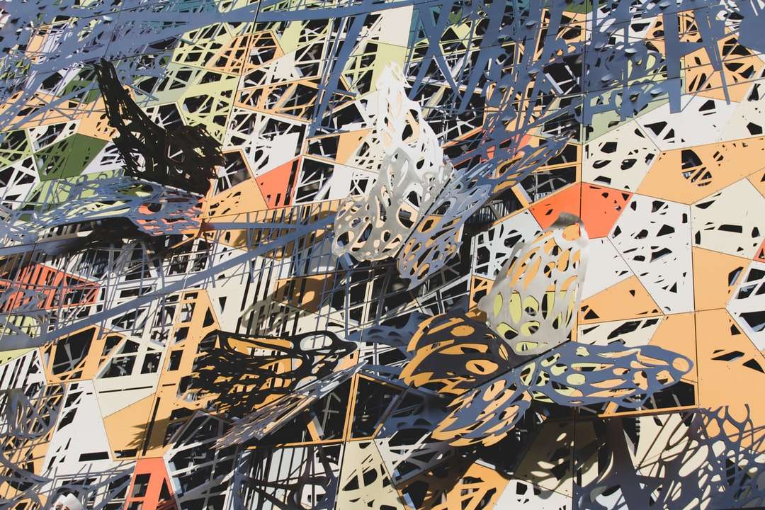 pintura abstrata laranja branca e preta quebra-cabeças online