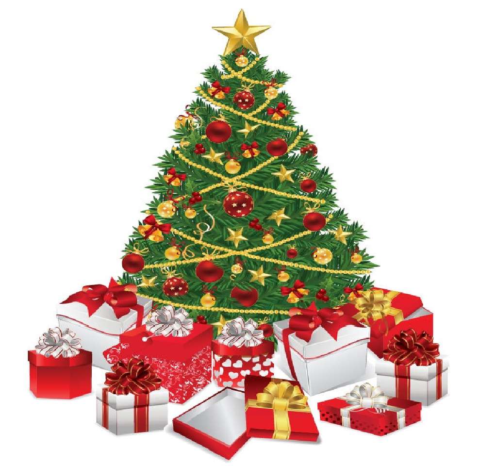 A feldíszített karácsonyfa kirakós online