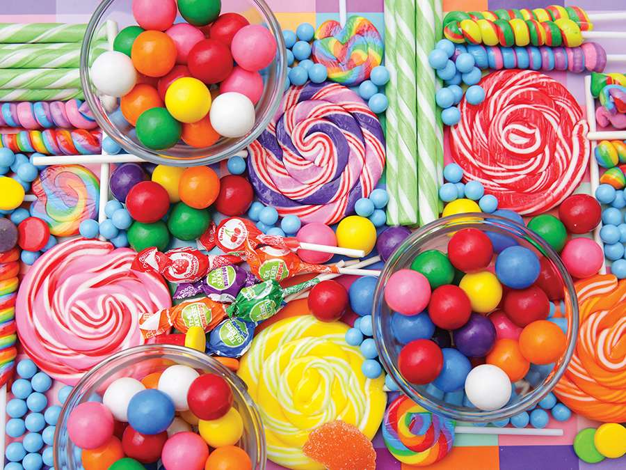 Acadele colorate și bomboane puzzle online
