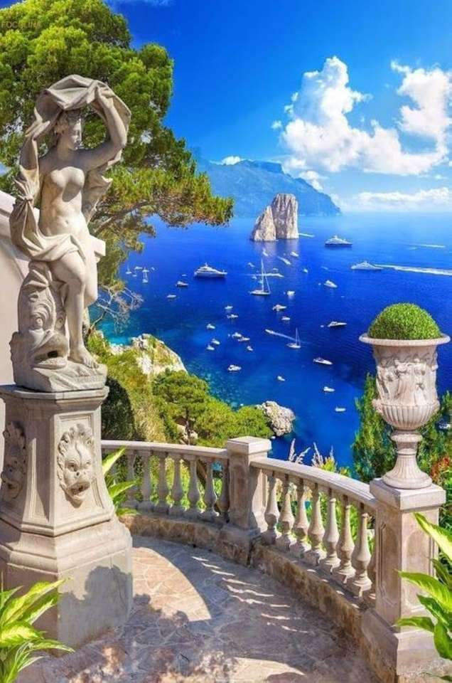 Uitzicht op zee vanaf het terras op Capri online puzzel