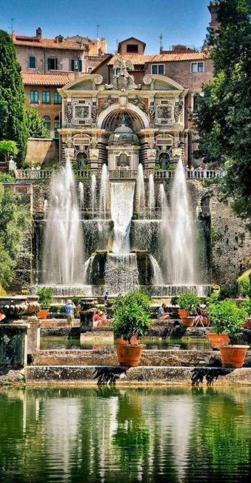 Вила с парк и водни фонтани Италия онлайн пъзел