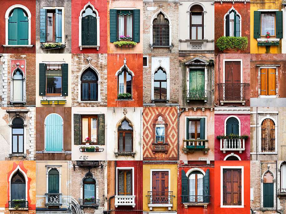 Прозорец колаж Венеция онлайн пъзел