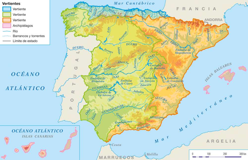 Χάρτης των ποταμών της Ισπανίας online παζλ
