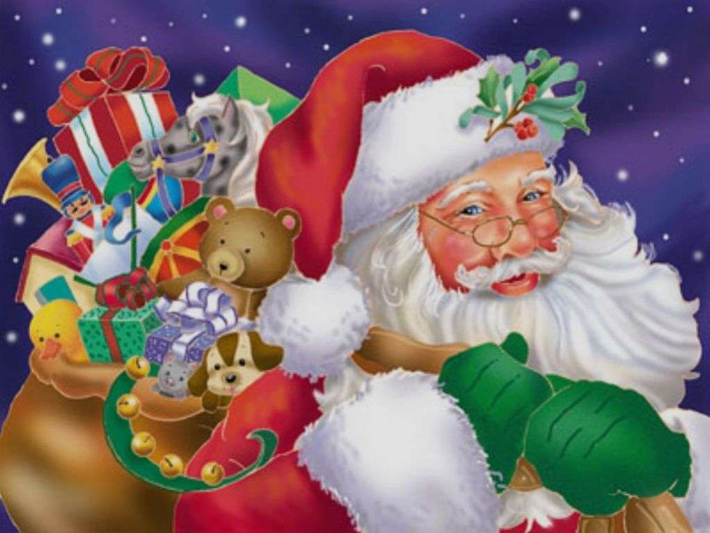 Дед Мороз с подарками онлайн-пазл