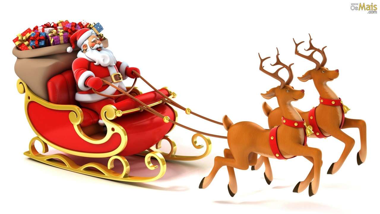 Дед Мороз и олень онлайн-пазл