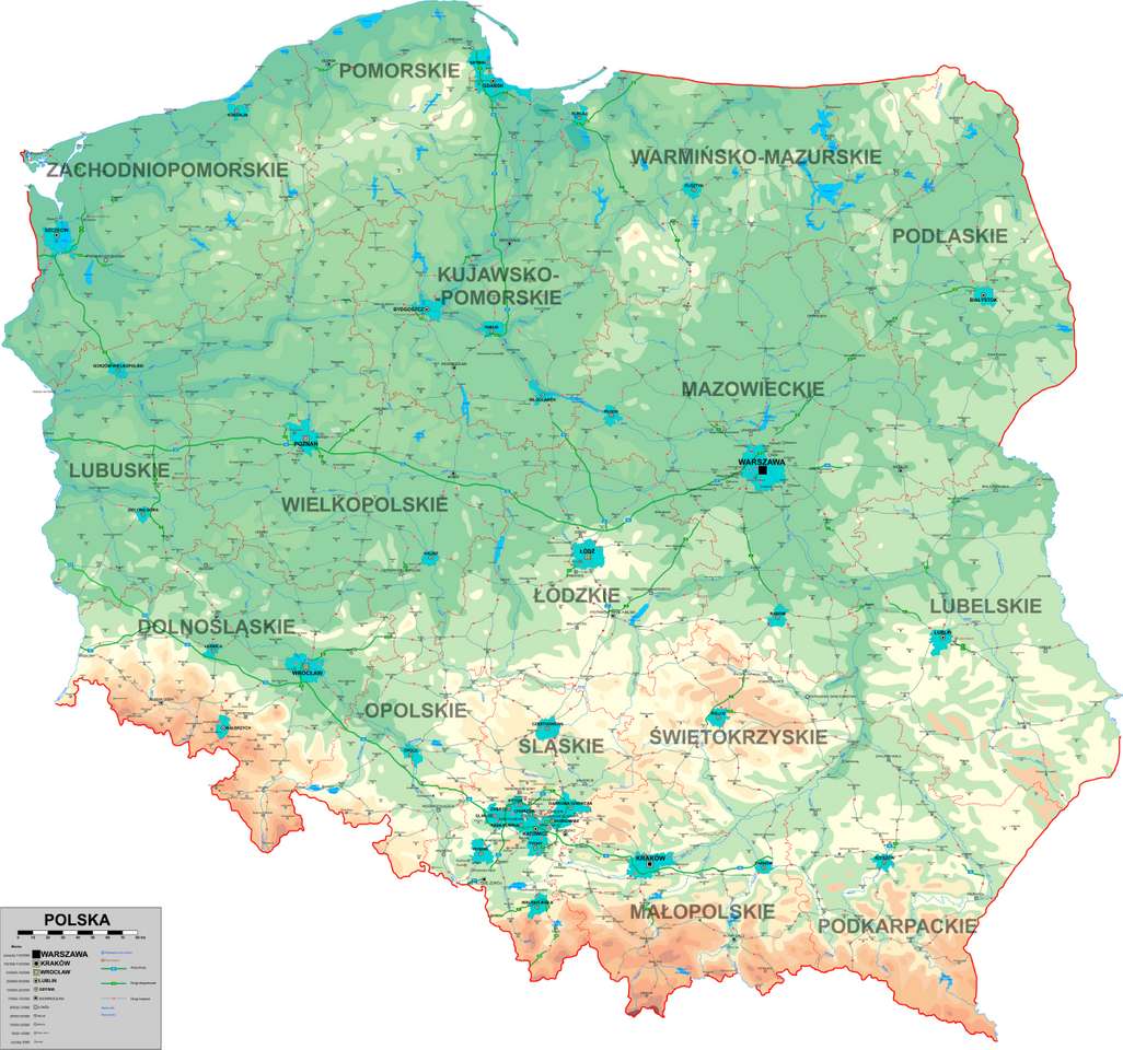 ポーランドの地図 オンラインパズル