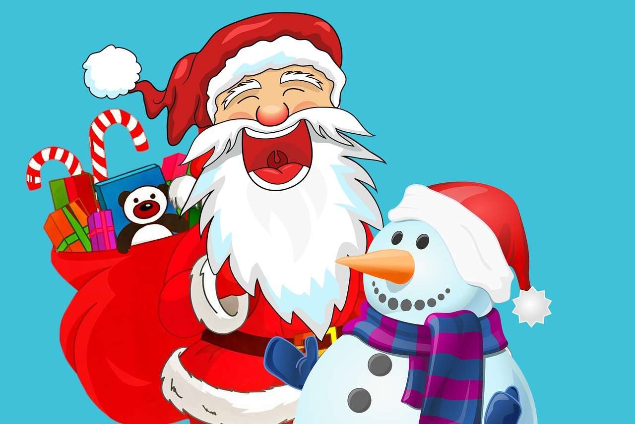 Santa Claus and a snowman jigsaw puzzle online