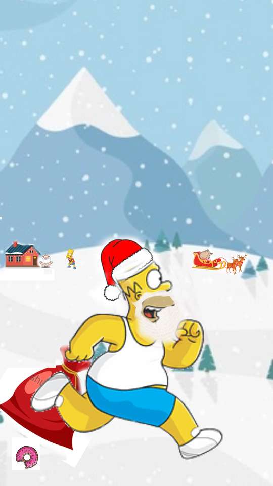 Homer rennt vom Weihnachtsmann weg Online-Puzzle