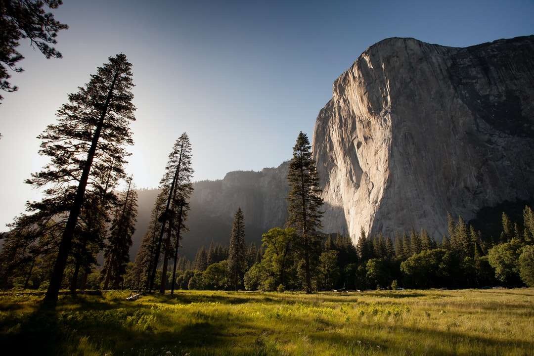 landmark fotózás fák közelében sziklás hegy online puzzle