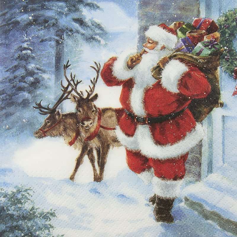 Дед Мороз с оленями пазл онлайн