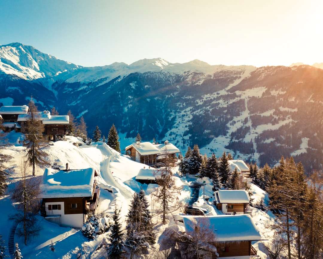 domy pokryté sněhem skládačky online