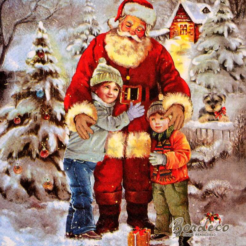 Санта с детьми пазл онлайн