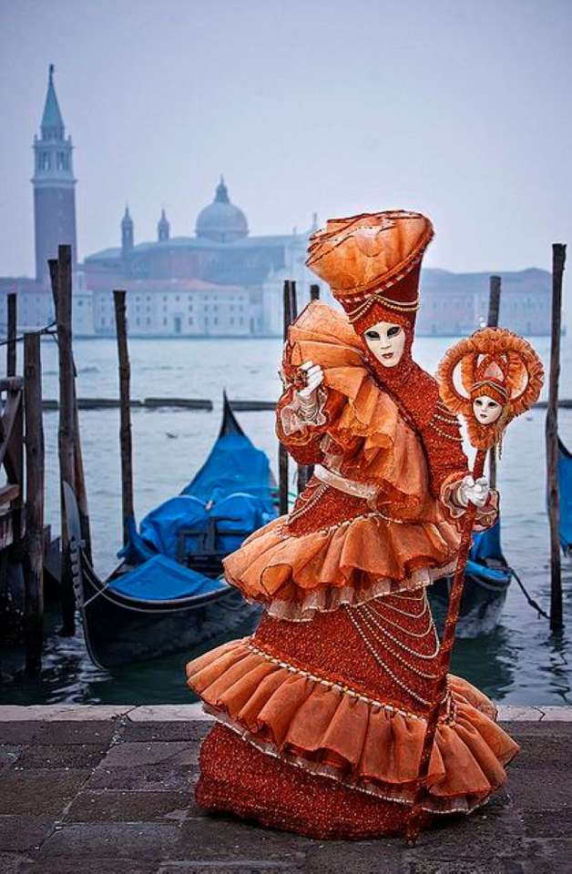 Венеціанські карнавальні маски та костюми онлайн пазл