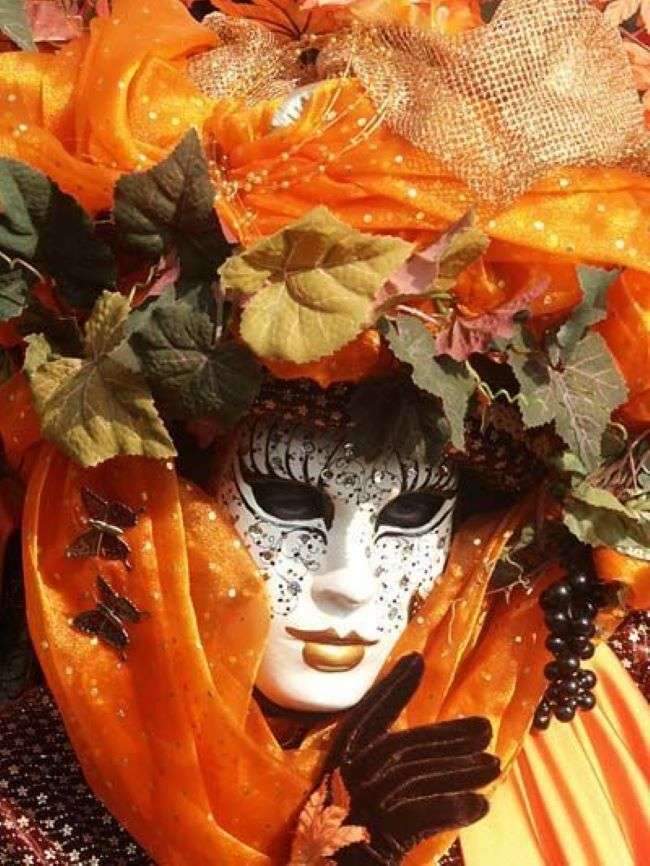 Benátské karnevalové masky a kostýmy online puzzle