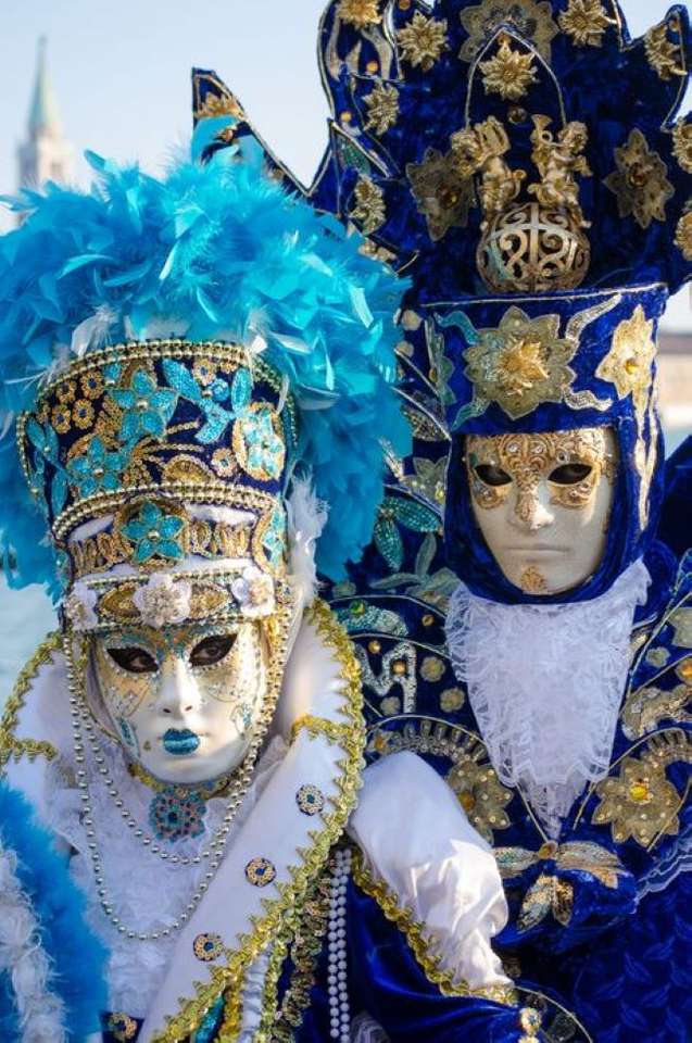 Венеціанські карнавальні маски та костюми онлайн пазл