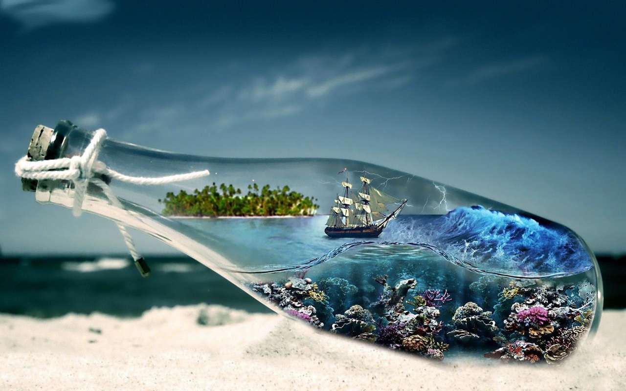 Message in a bottle on the sandy beach online puzzle