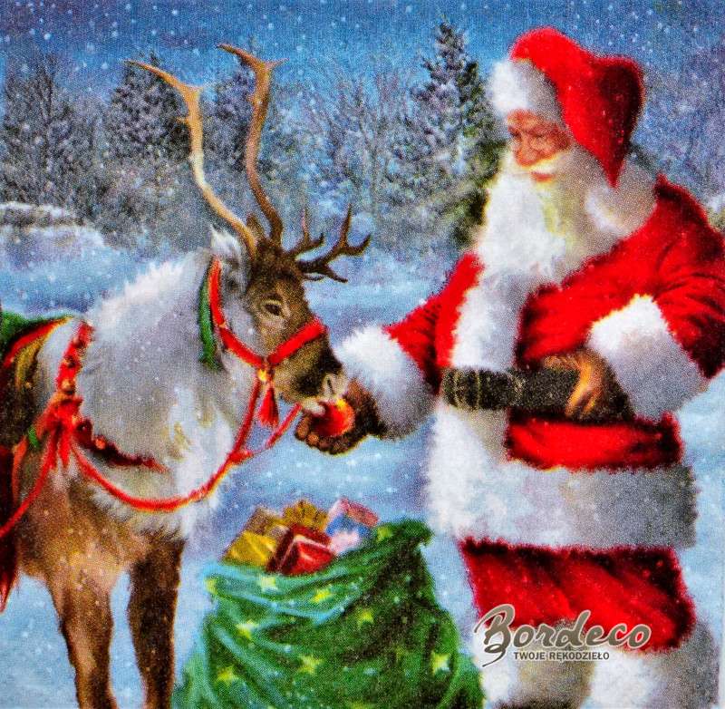 Санта з оленями пазл онлайн