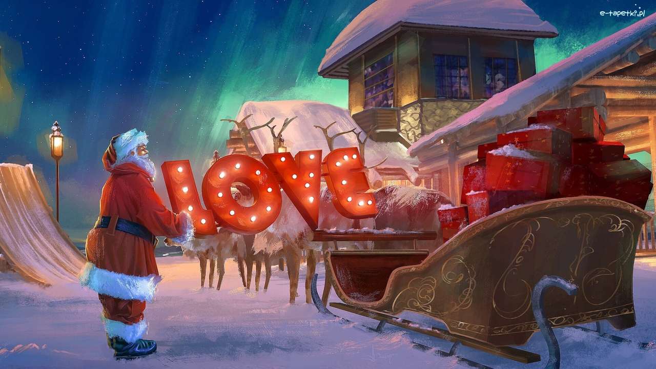 santa with reindeer, aurora jigsaw puzzle online