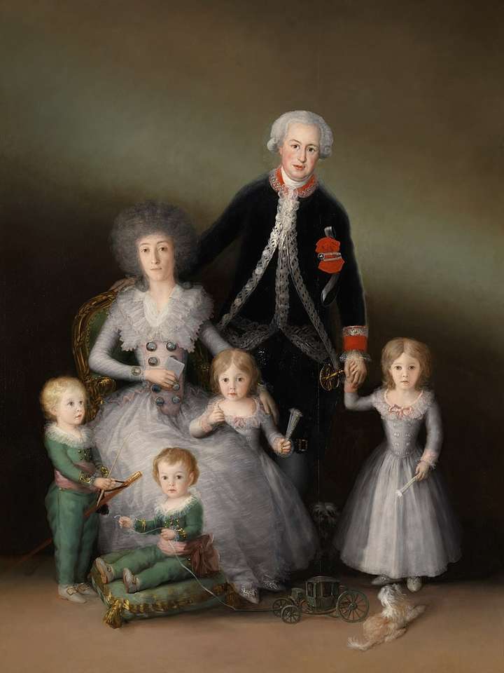 Hertigen och hertiginnan av Osuny med sina barn pussel på nätet