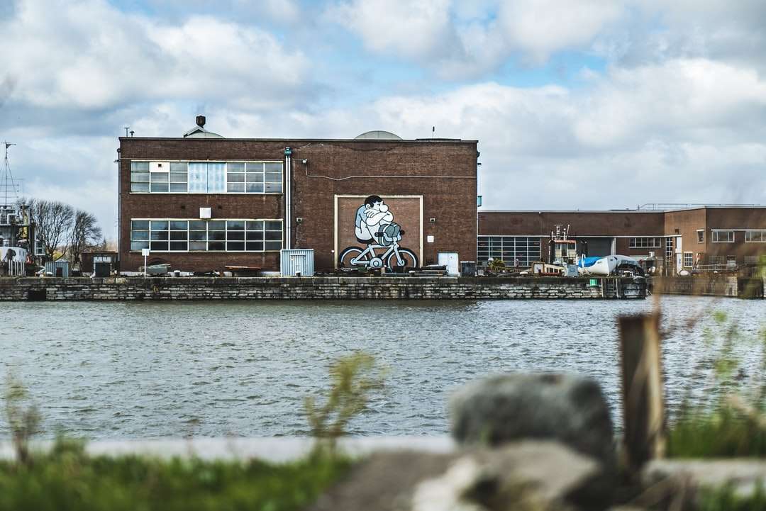 bruin betonnen gebouw in de buurt van water overdag legpuzzel online