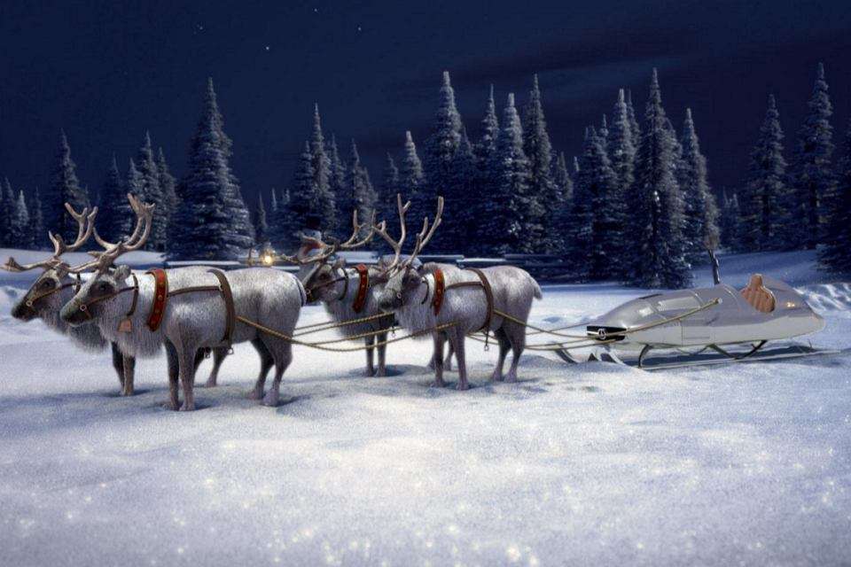slitta con le renne in inverno puzzle online