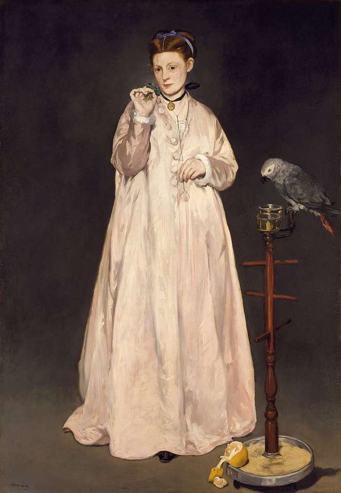 Kvinna med papegoja (målning av Édouard Manet) Pussel online