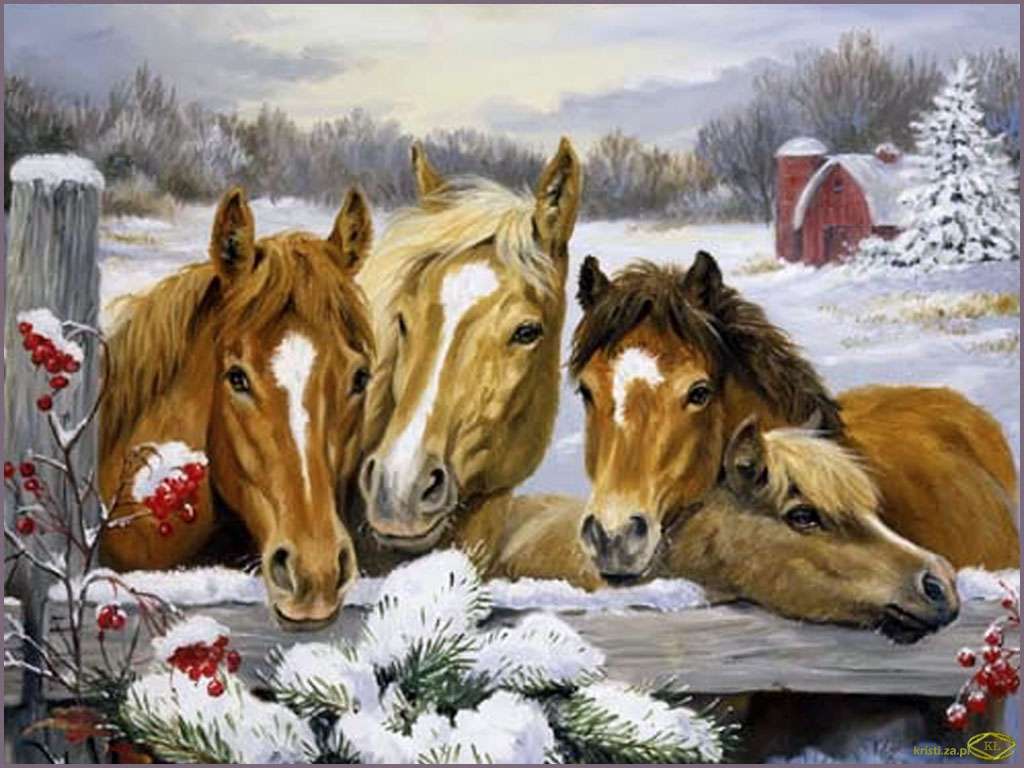 chevaux en hiver puzzle en ligne