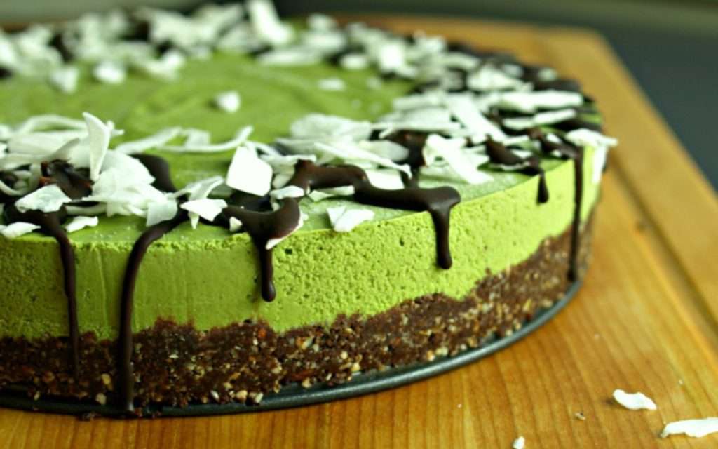 zelený tvarohový koláč matcha online puzzle