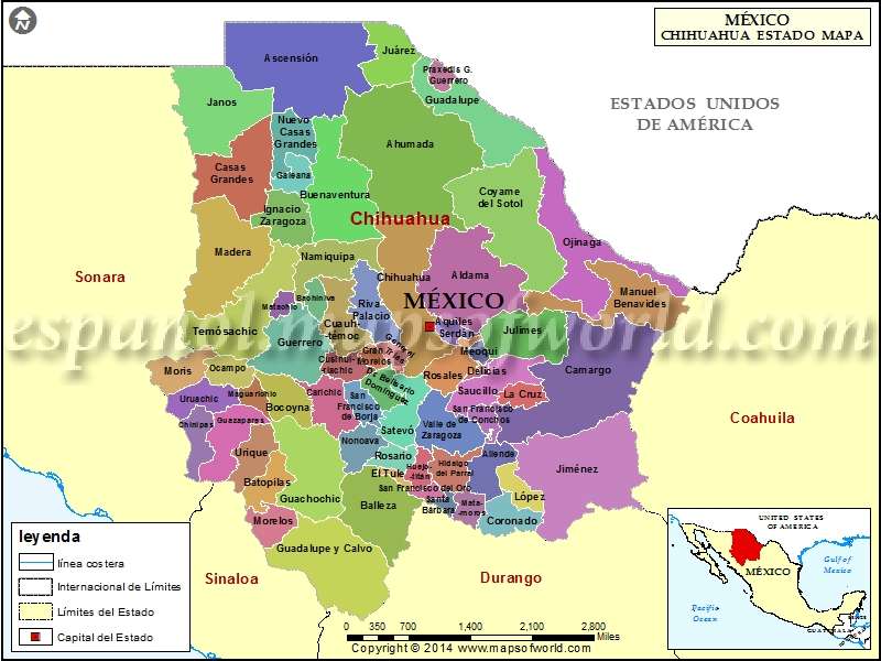 Karte von Chihuahua Online-Puzzle