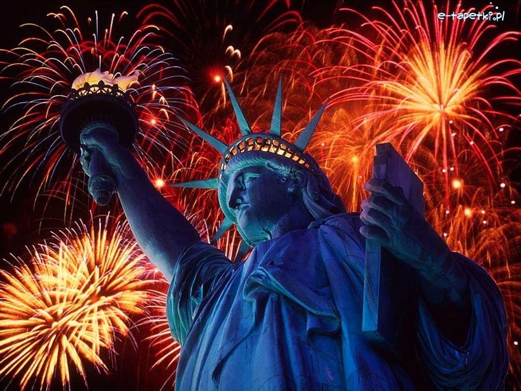 Vrijheidsbeeld - Vuurwerk op oudejaarsavond legpuzzel online