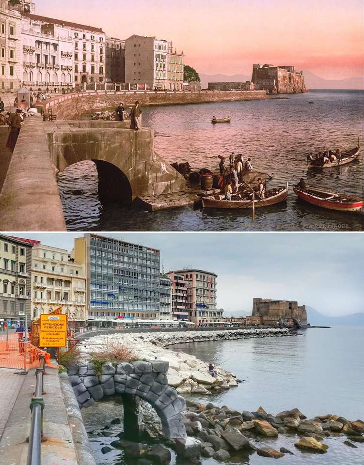 Igår och idag Neapel Italien pussel på nätet