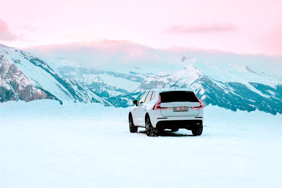 bílé SUV na zasněženém poli během dne online puzzle