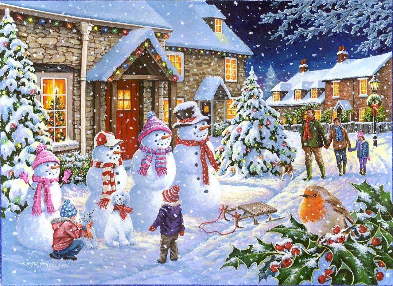Sneeuwpop familie online puzzel