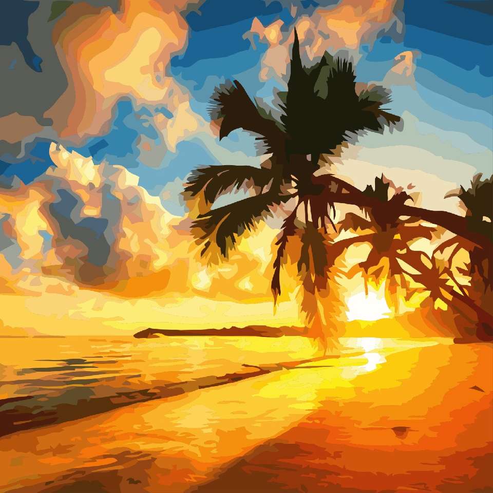 Západ slunce na pláži skládačky online