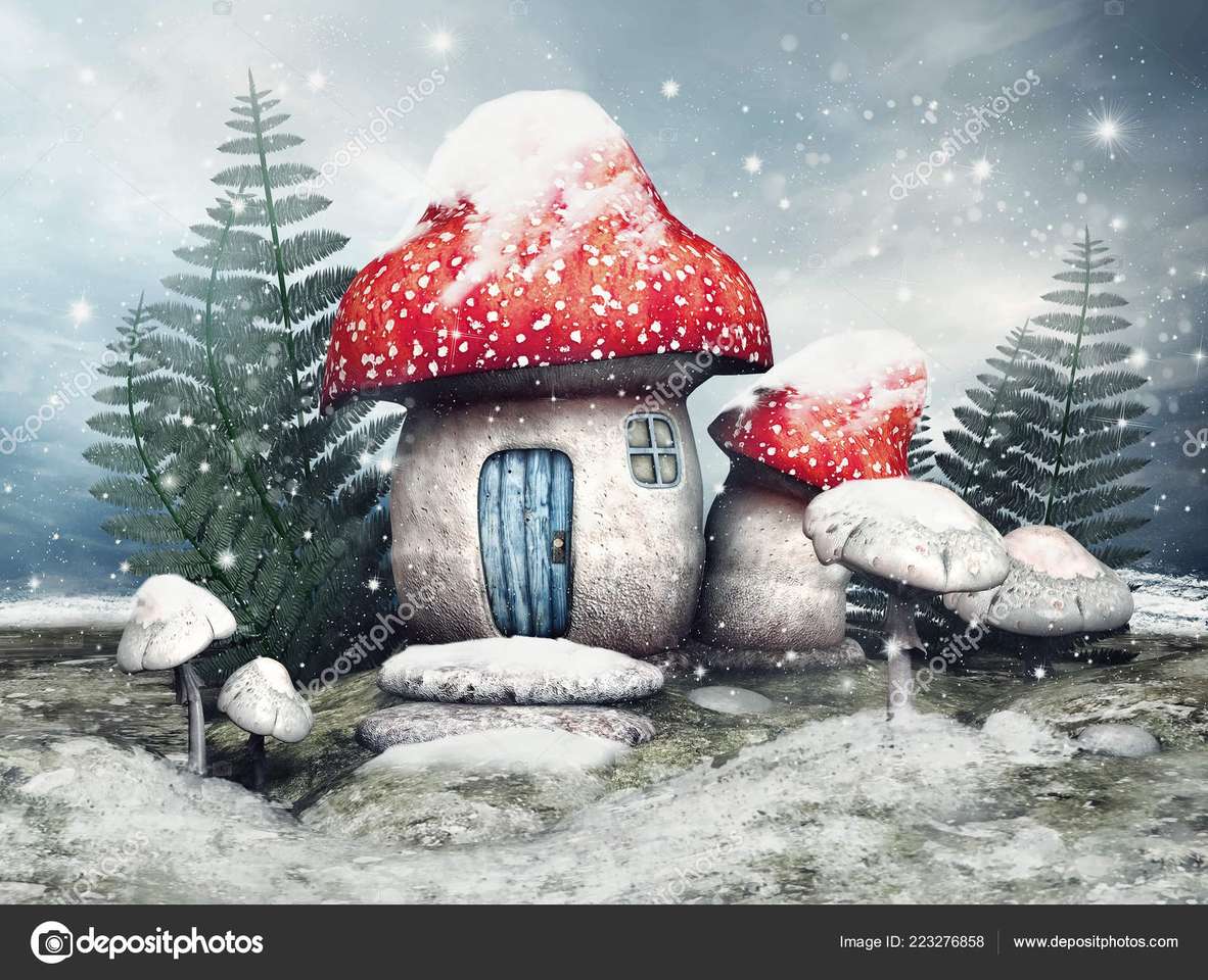 Pilz in einem Märchen über den Winter Online-Puzzle